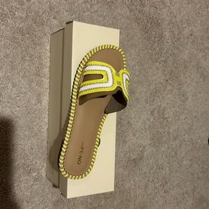 Size 8.5 yellow and white sandals from macys